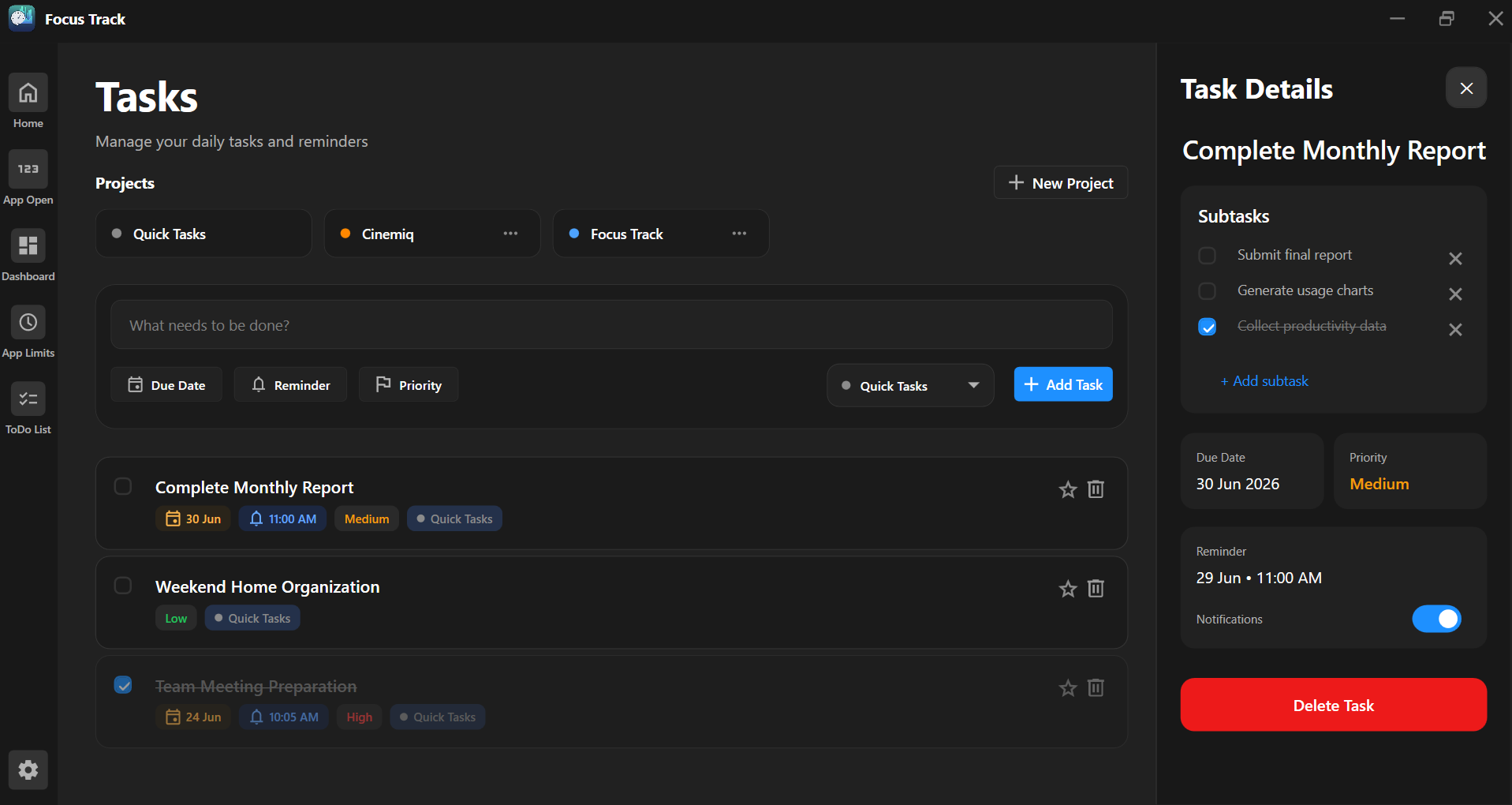 FocusTrack To-Do List